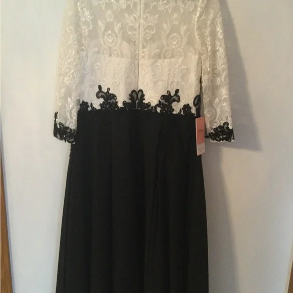 JJs House Black and White Gown with Bateau Neckline - Picture 5 of 14